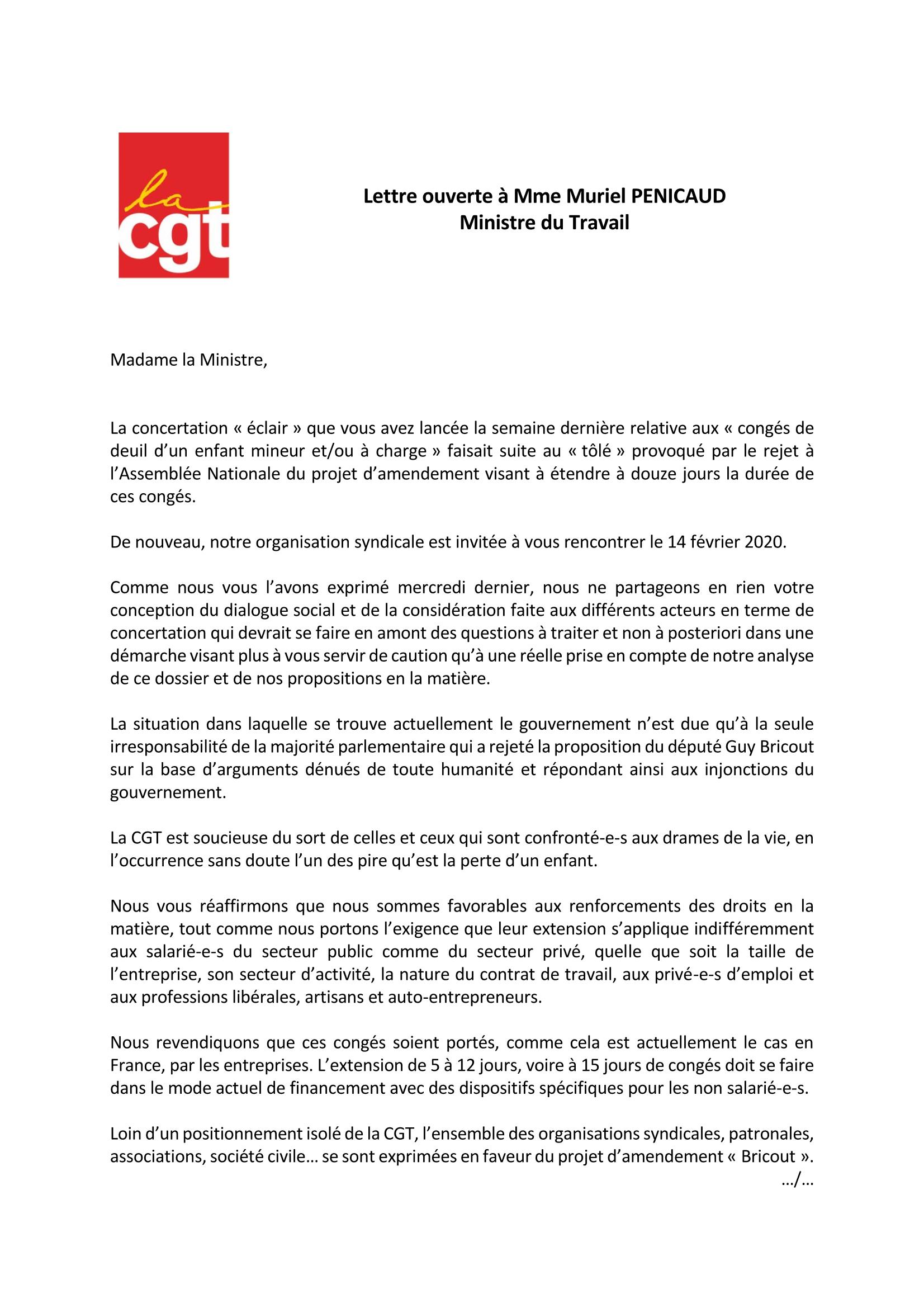 Lettre ouverte à Mme Penicaud sur congés parentaux Page 1