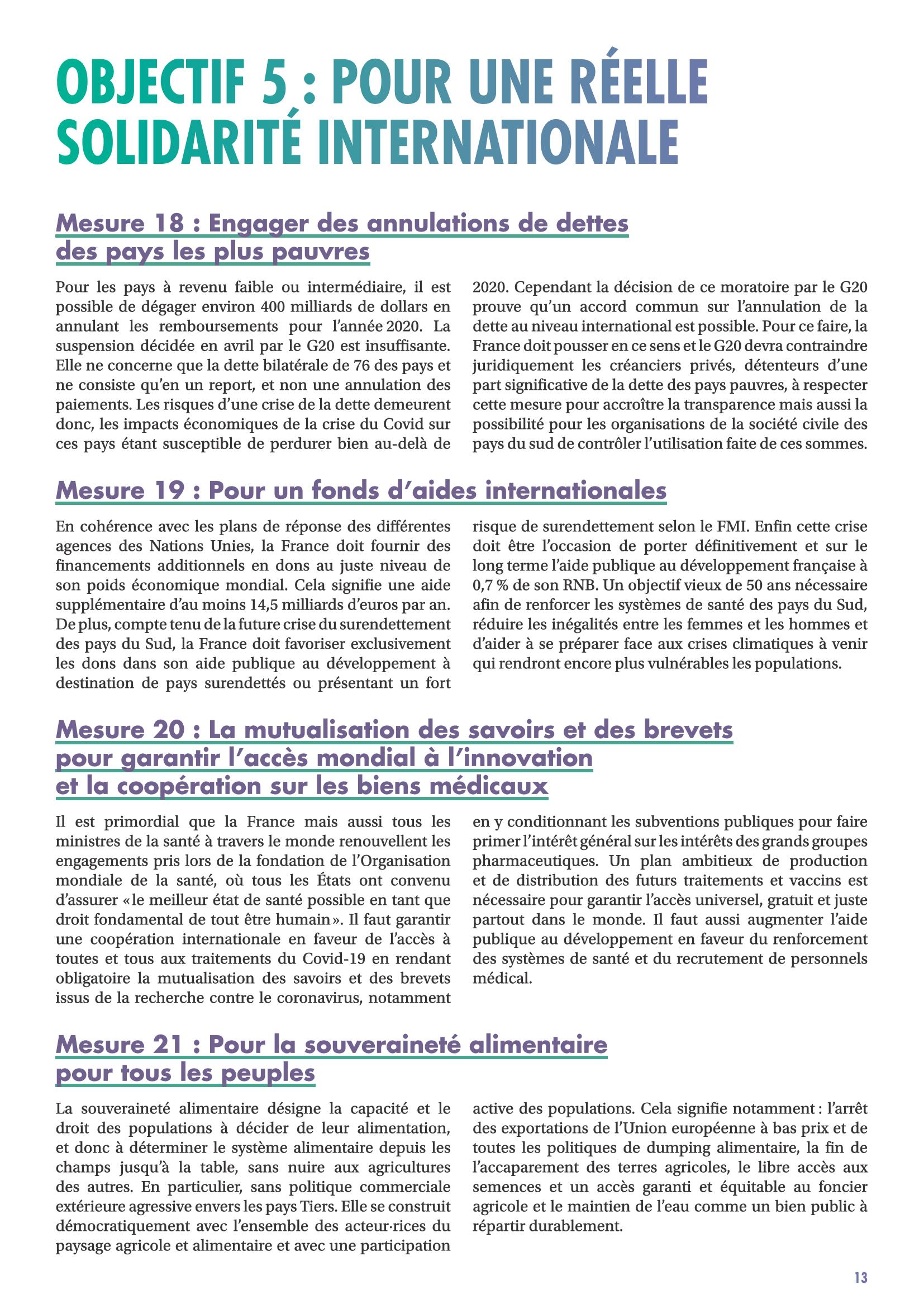 le plan de sortie de crise Page 13